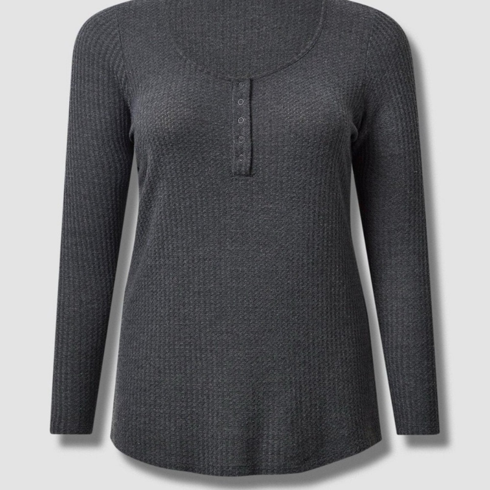 Torrid waffle knit gray button Henley